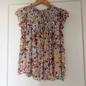 Shoshanna Floral Smocked Blouse - Multicolor